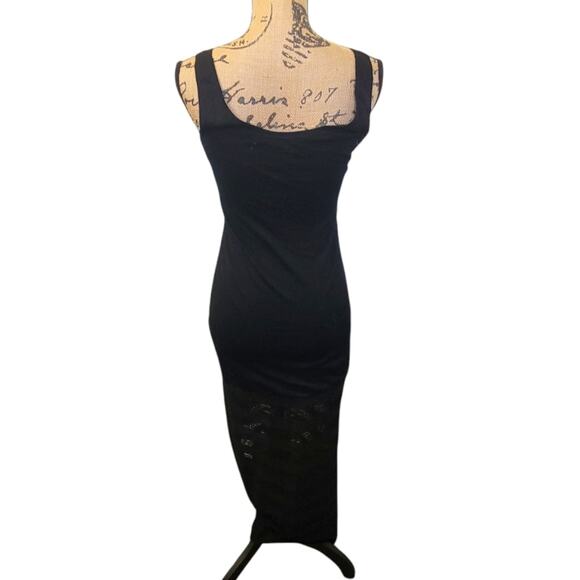 Small Victoria's Secret Black Maxi Tank Dress With Sheer Striped Skirt - Picture 4 of 6